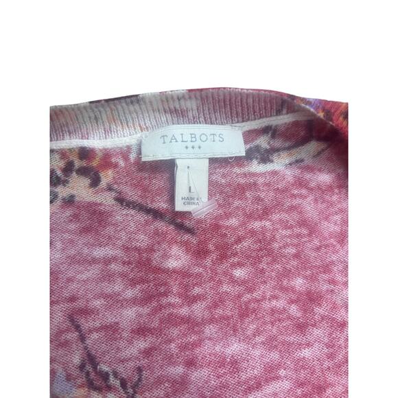 Women’s Red Floral Cardigan Large Lightweight Button Front Casual Cottagecore - Picture 2 of 7